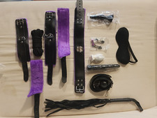 Kit de Bondage Bâillon Fouet Simili Laisse Collier plug anale gode pince téton