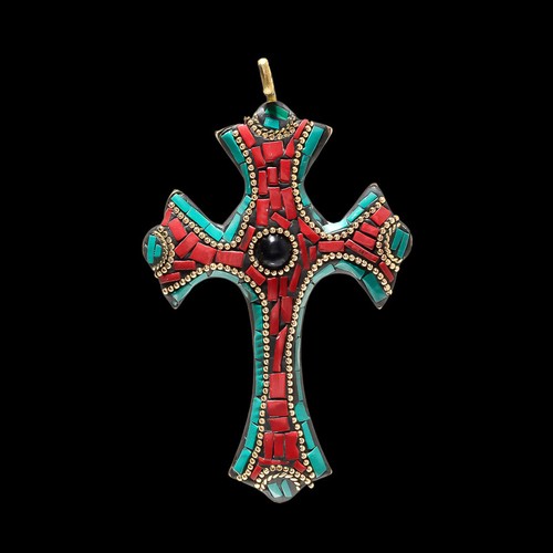Pendentif croix boho fait main - croix,