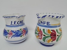 Ensemble 2 de Porcelaine Pot Email Talavera Café Lait ,Peintes Main