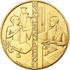 France, Médaille, Association des Comptables, 1974, Bronze Doré, VZ