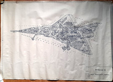 grand plan de détails ancien avion de chasse bombardier Mirage IV 1960-70 rare