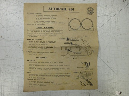 Ancienne notice autorail - ancienne,