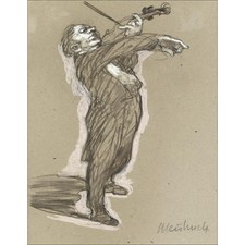 WEISBUCH Claude - Dessin original "Le Violoniste" 34x26cm