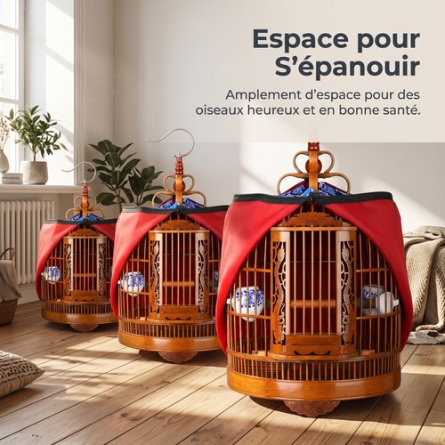 Cage bambou sculpté - bambou, pour
