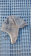 Ancien CASQUE BONNET COIFFE CUIR PILOTE ARMEE Moto Aviateur Char WW Vintage