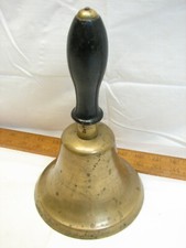 Antique Brass/Bronze Town Crier Hand Bell Desk Alarm School Teacher Decor