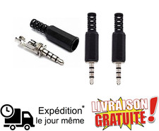 Lot 2 Prise Jack 3.5mm 4 Pôles à Souder Réparation Casque/Micro DIY Audio