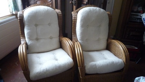 Lot fauteuils en rotin - fauteuils,