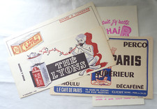 4 BUVARDS - CAFÉ DE PARIS - CAFÉ JIHAIR - THÉ LYONS - LIPTON (FAKIR) -