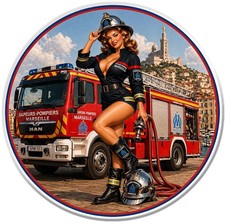 STICKER PIN-UP MARINS POMPIERS
