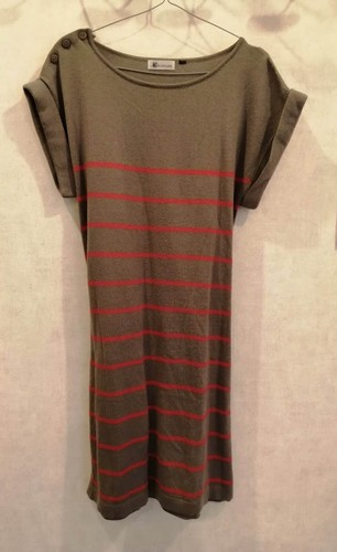 Robe pull marron gris rouge - pull,