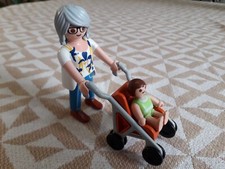 City Life PLAYMOBIL 2003 - Grand-mère et poussette-canne N°1, avec bébé
