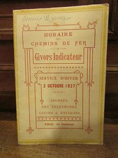 ancien depliant livret horaire de chemin de fer givors 69 1927 SNCF