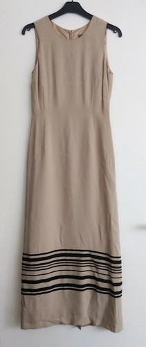 Robe beige rayures noires - robe,
