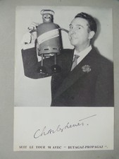 PUBLICITE PAPIER PROPAGAZ AVEC PHOTO CHARLES TRENET SUIT LE TOUR DE FRANCE 1958