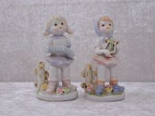 2 X Gilde Porcelaine Design Figurine Fille Instrument - Vintage - 14 CM