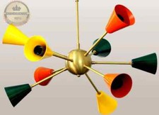 Lustre Sputnik Multicolore De Style Mi-Siècle Avec 9 Bras