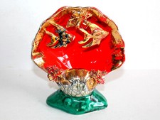 VALLAURIS JOLIE VEILLEUSE LAMPE COQUILLE SAINT JACQUES CERAMIQUE EMAILLÉ POISSON