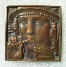MEDAILLE ART DECO JOUEUR DE FLUTE    graveur MARCEL RENARD