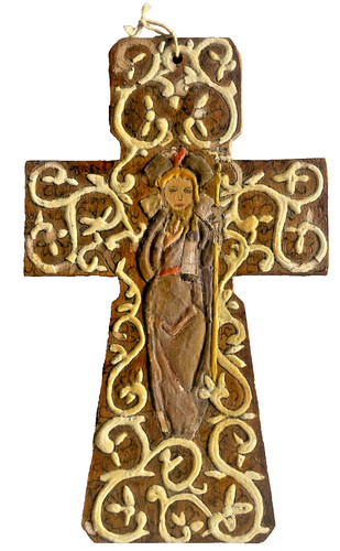 Ancien crucifix bois saint - ancien,