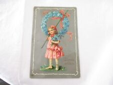 CPA FANTAISIE ILLUSTREE BONNE ANNEE JEUNE FILLE AUX FLEURS