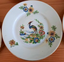 6 Assiettes porcelaines Limoges MD déco roses emaillées signées et rehaussées or