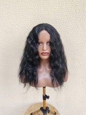 ✨ Perruque Noire Semi-Naturelle – Cheveux Ondulés Volumineux – 150% Densité – 30