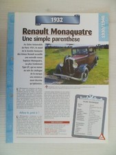 CARTE FICHE AUTO  RENAULT