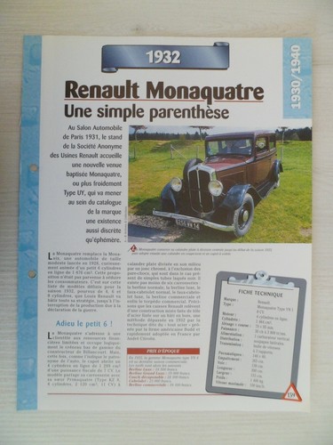 Carte fiche auto - , renault