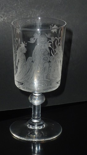 Ancien verre cristal gravé - verre, en