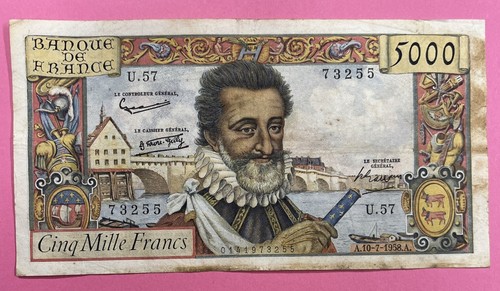 5000 francs henri etat tb - 5000,