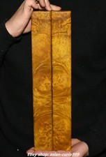 14.1" China Jinsi Nanmu Wood Carved Paperweight Zhenchi Zhen Chi Statue Pair