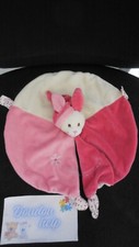 doudou plat lapin rond rose