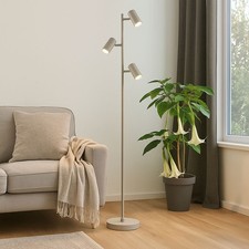 Lampadaire Lampe de Salon Spots Réglable Couleur de Sable 3 à Flammes
