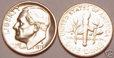 1973 unc roosevelt dime - unc,
