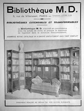 PUBLICITÉ 1931 MD . BIBLIOTHÈQUE ESTENSIBLES ET TRANSFORMABLES - ADVERTISING