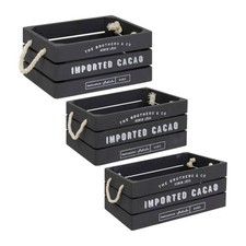 Lot de 3 cagettes en Bois "Denys" 35cm Gris