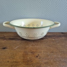 Passoire vintage hollandaise COLANDER émaillée vert cassé rétro années 60 ann...