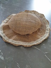 chapeau femme en paille et dentelle