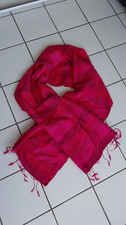 Foulard Écharpe en soie sauvage Rose Fuchsia Rouge Vintage