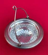 32 Gr Massive Antique French Sterling Silver Tea Strainer Guilloche Minerva Head