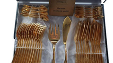 Ménagère Argentée à poisson SOLINGEN dorée 24K de 38 pièces pour 12 personnes