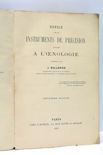 LIVRE ANCIEN SALLERON INSTRUMENTS PRECISION OENOLOGIE PARIS 1887