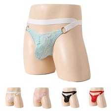 16) Culotte Sissy pour hommes en dentelle respirante See Through G String