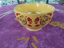 Grand Bol Céramique Jaune Titi Cupidon Coeurs Rouges TM & Warner Bros 14,5x8,5cm