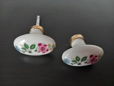 Poignée de porte ancienne en Porcelaine /   Decor De Fleurs - Lot 1