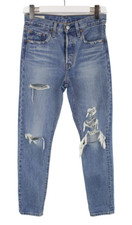 LEVI'S 501 S Premium Big E Jeans Femme W25/L30 Déchiré Distressé Slim Foncé