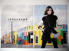 PUBLICITE-ADVERTISING :  LONGCHAMP (02) [2pages] 2015 Sac Gris Jaune,Mode