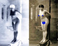 photo NEGATIF verre NU EROTIQUE  1900  / 9 x 14.5 cm / 214 /  risque sexy nude