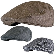 Casquette plate traditionnelle à carreaux en laine mélangée pour homme